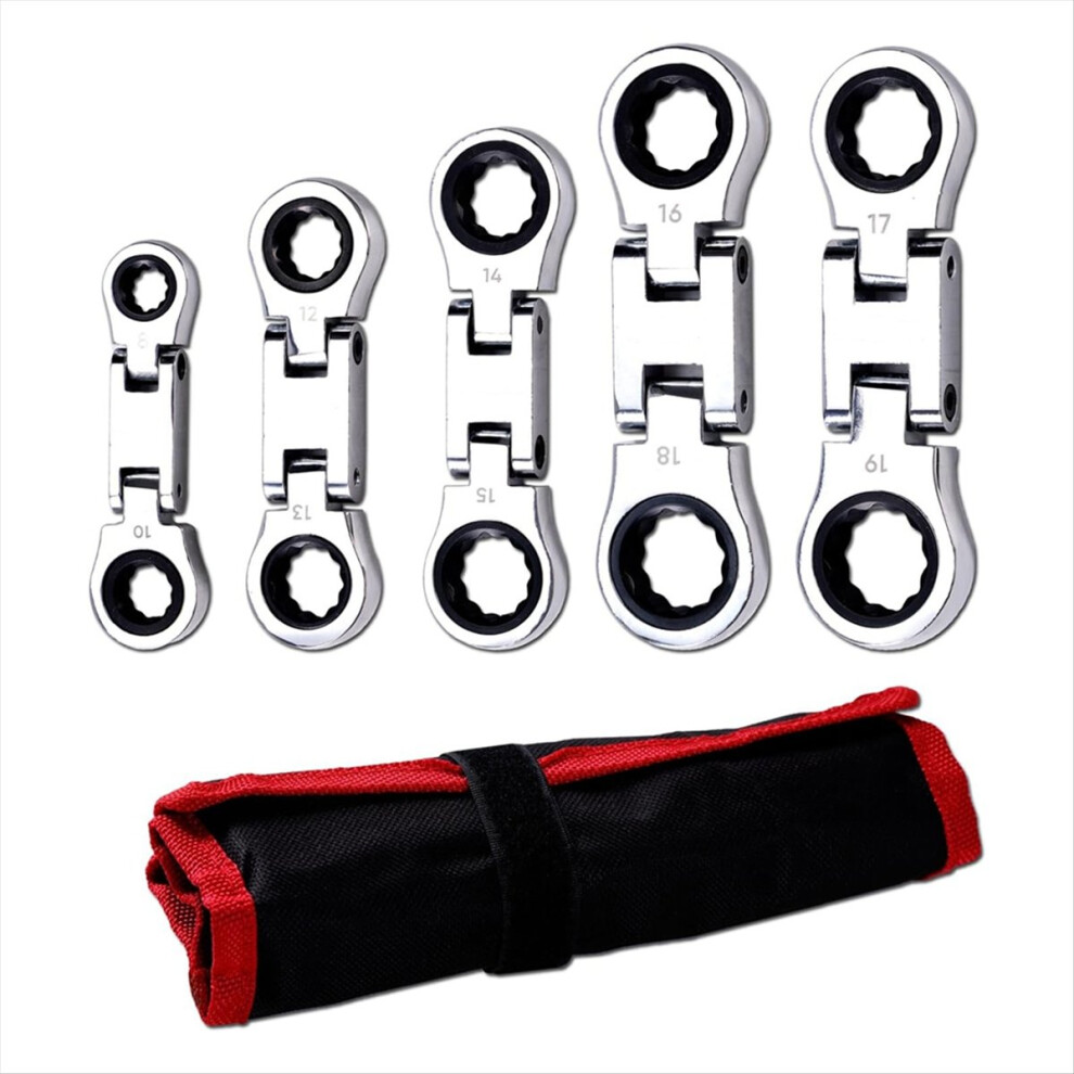 5-Piece Stubby Flex-Head Ratcheting Wrench Set Metric Combination 4852597849373