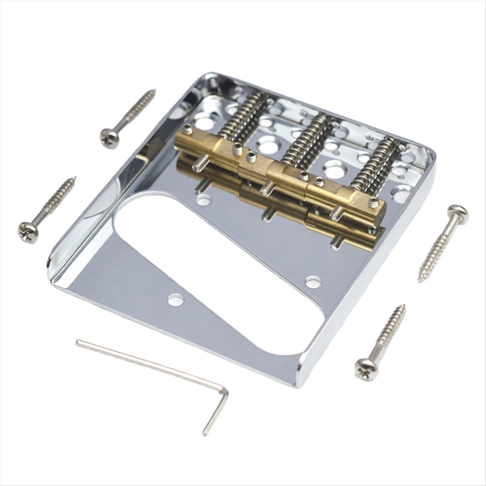 Tl Guitar Bridge System With 3 Screw Brass Saddle Silver 4852597856326