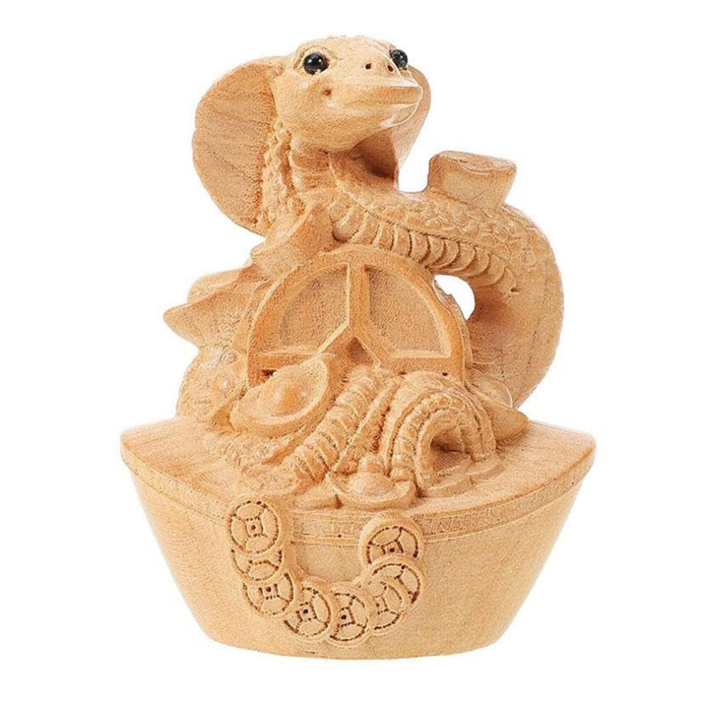 Chinese Snake Statue Hand Carved Wooden Feng Shui Decoration 4852597858863