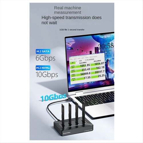 4-bay M2 SSD-box type C USB3.2 10 Gbps EU-stekker 1
