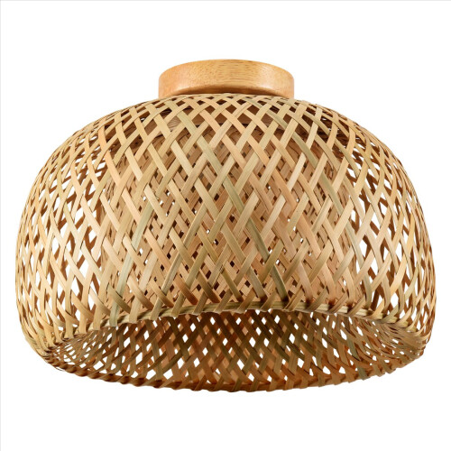 Bamboo Wicker Rattan Light Fixture Flush Mount Ceiling Lamp,30X18cm 2