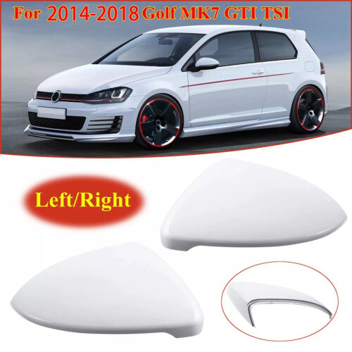 2X for - Golf 7 MK7 Front White Rearview Side Wing Mirror Cap Cover 2
