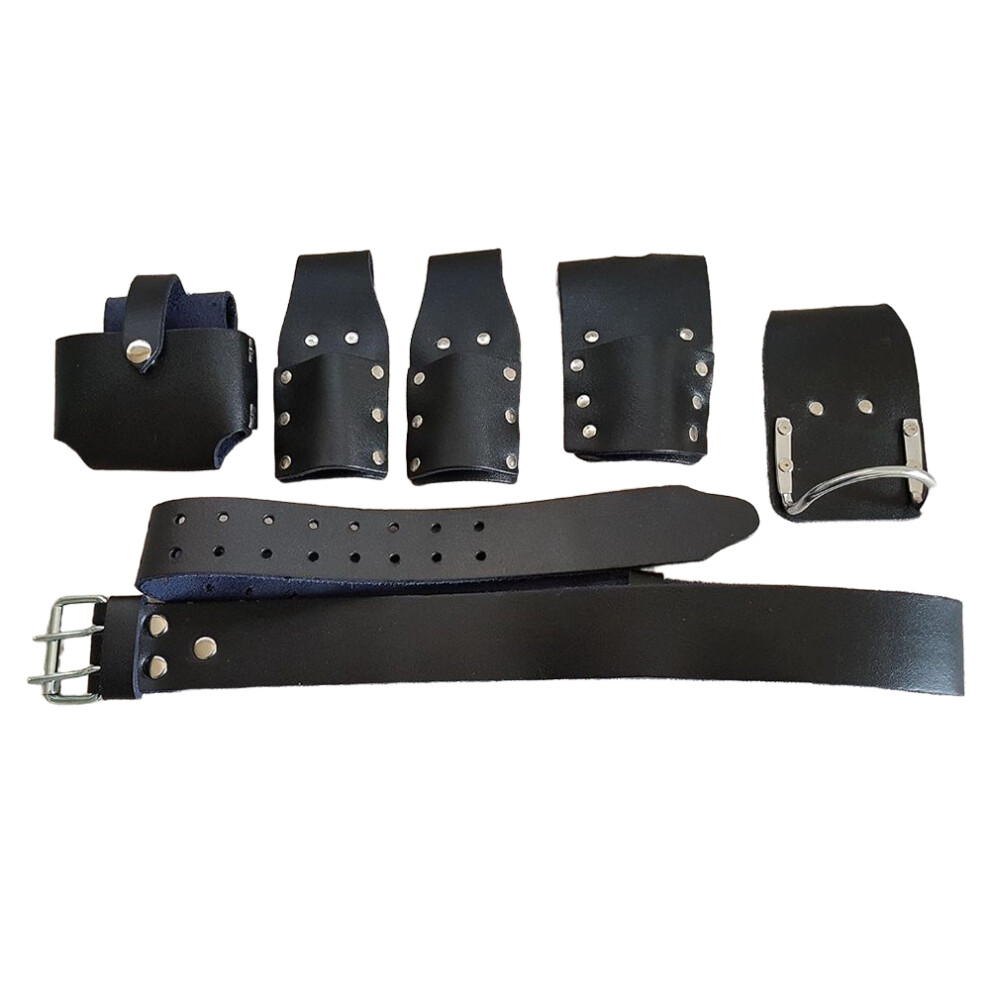 Scaffolding Tool Belt Leather 6Pc Pro Black 611890941665