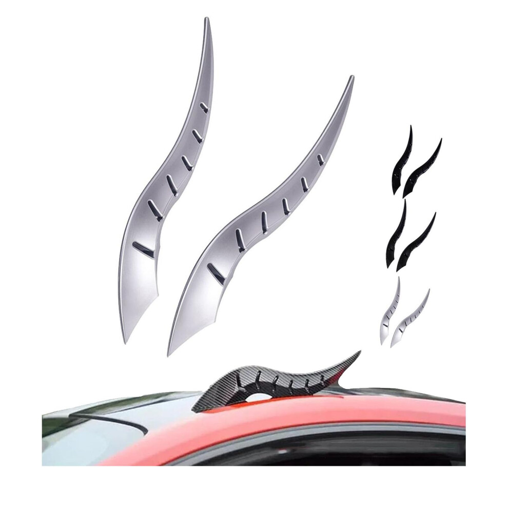 Dragon Horn Car Roof Decoration Universal Fit No-Drill Install Silvery One Size Halloween Devil Horn Exterior Decor 9067246352127