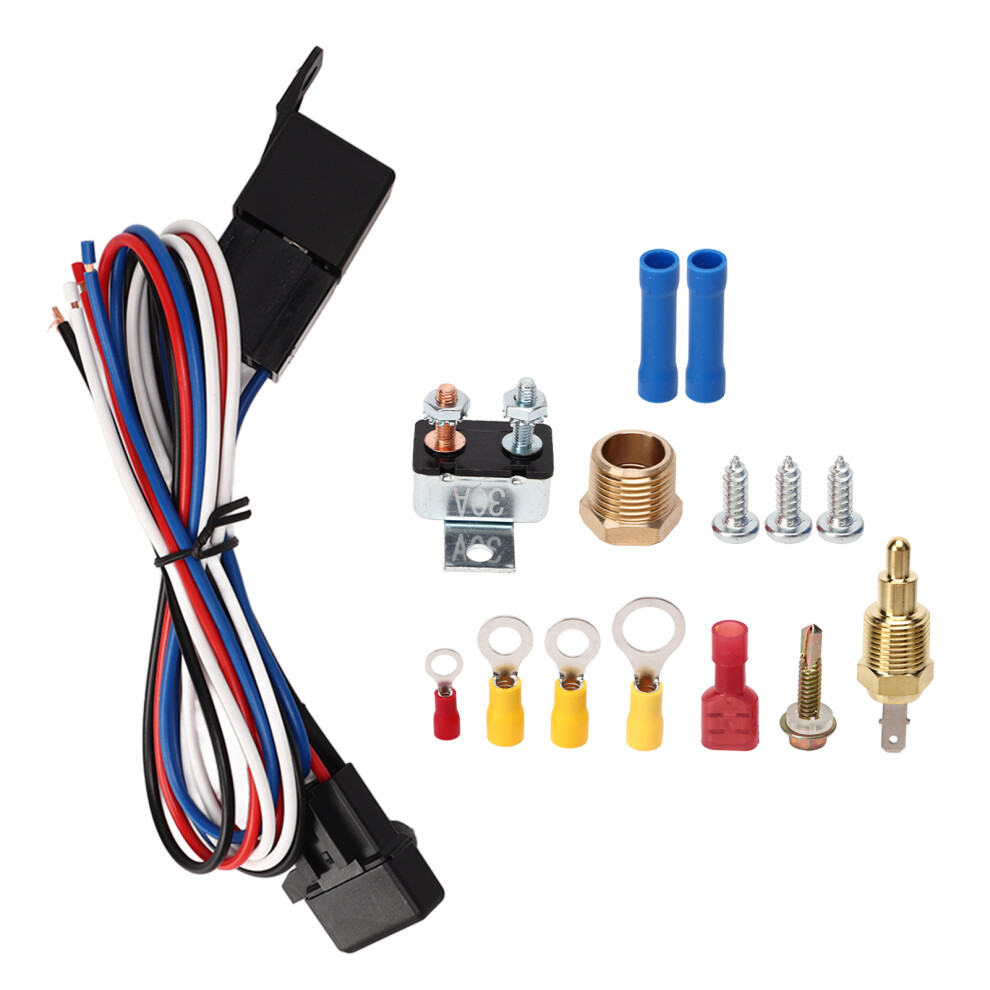 Universal 12V Electric Radiator Fan Relay & Thermostat Wire Kit For Vehicles 5081356225069