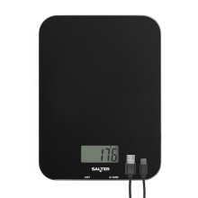 Salter Rechargeable Kitchen Scale Zero Function USB Cable Measures LiquidsFood