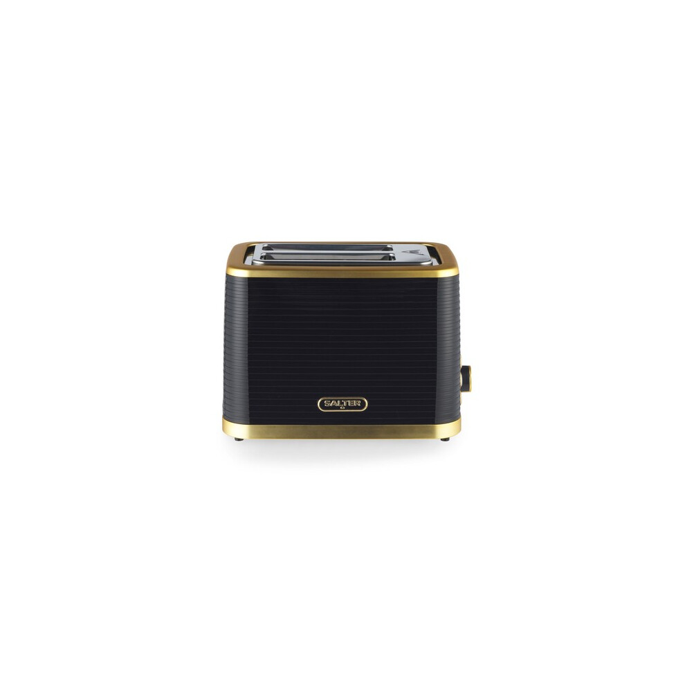 Salter Wideslot Toaster Palermo Defrostreheatcancel 930W Blackgold Ek5032blk