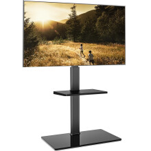 FITUEYES TV Floor Stand for 32 to 60 inch TVs, Floor Standing TV Stand with Adjustable Shelf, Swivel Bracket, Height Adjustable, Holds 30kgs, Max VES