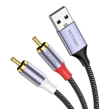 MOSWAG USB to RCA Audio Cable, USB 2.0 Male to 2 RCA Male Stereo Audio Cable Converter, Nylon Braided usb to rca Adapter for PC, Laptop, DVD Player,