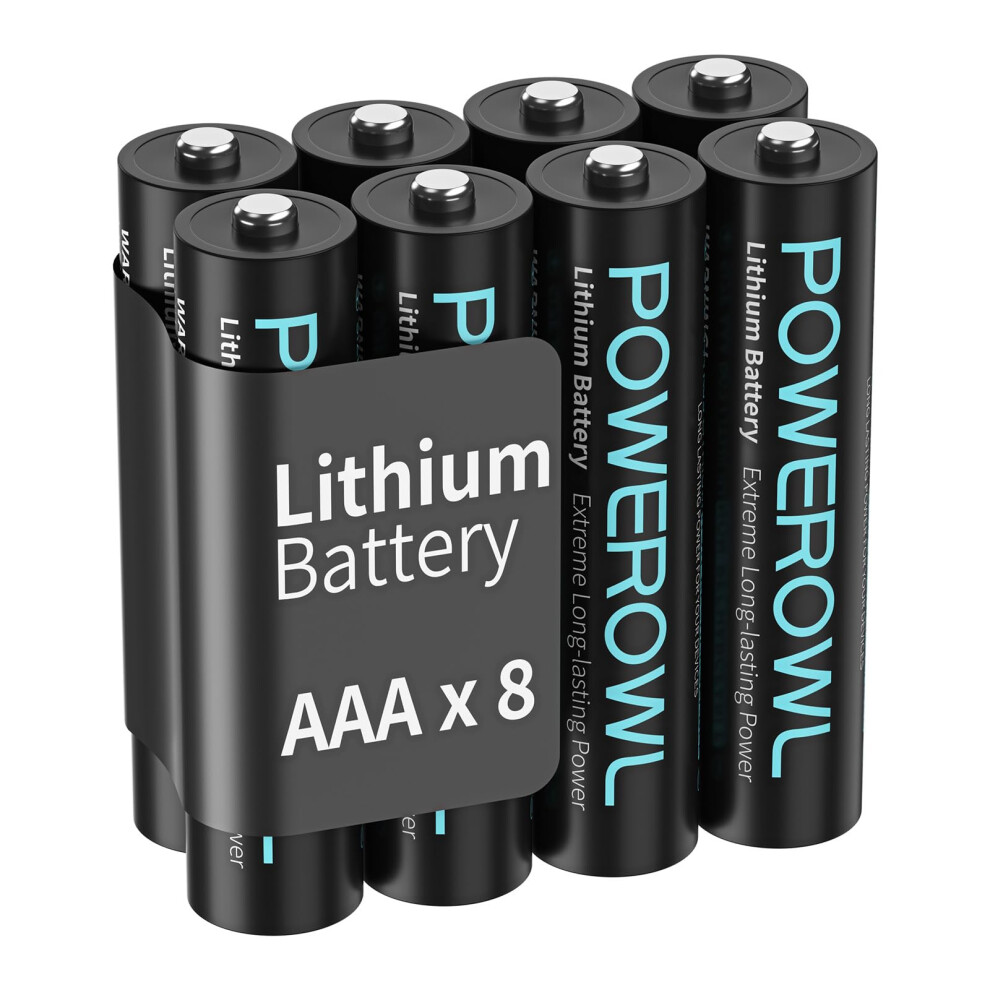 Powerowl Aaa Batteries, 1.5V Lithium, Triple A Battery - Pack Of 8 (Not Rechargeable)