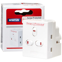 STATUS 3 Way Multi Plug Adapter | UK 3 Pin Multi Plug Adaptor | Individually Switched Fuse | S3WASPSCX2