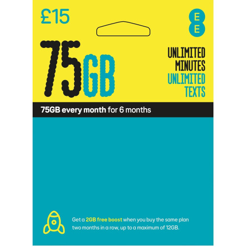 EE EE 15 Data Pack Pay As You Go Sim Card - Standard, Micro & Nano Included
