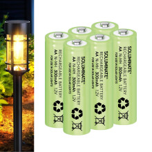 Soluminate AA Solar Light Batteries Size AA (300mAh) Rechargeable 1.2V NiMH Green cells for use outdoors in garden lights (6-Pack)