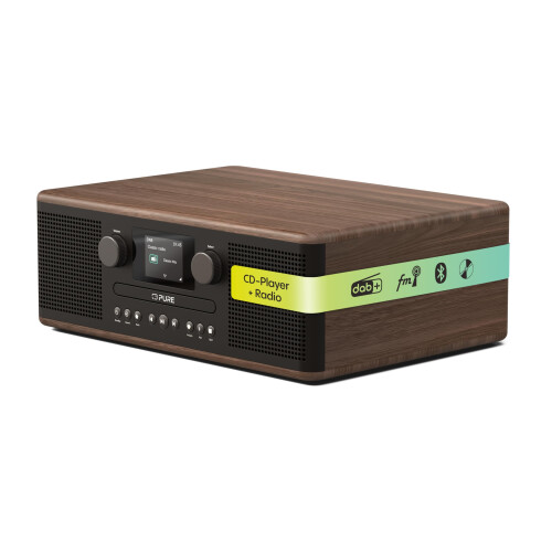 Pure Pure Classic C-D6 Music System (CD Player, DAB+/FM, Bluetooth, AUX, USB, Alarm Sleep Timer) Coffee Black/Walnut