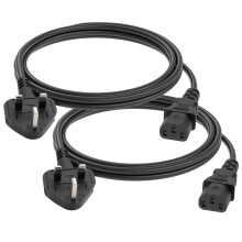 FIRMERST 2 Pack 2 Metre UK PC Power Cable 3 pin IEC320 C13 to BS 1363,Black