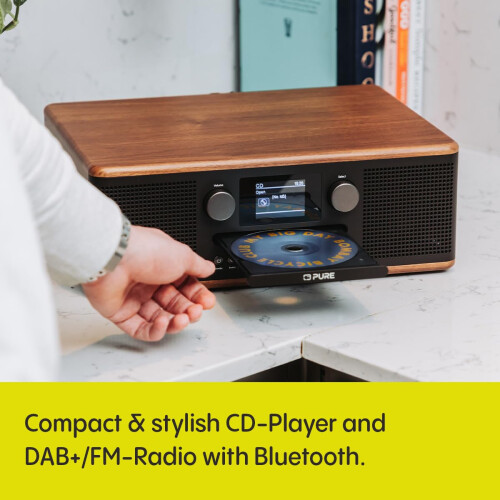 Pure Pure Classic C-D6 Music System (CD Player, DAB+/FM, Bluetooth, AUX, USB, Alarm Sleep Timer) Coffee Black/Walnut 1