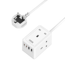 Extension Lead Cube with 4 USB Slots, FDTEK 3 Gang Socket Extension with 2 USB-C and 2 USB-A Ports, Small Extension Plug Wall Mount Power Strip with