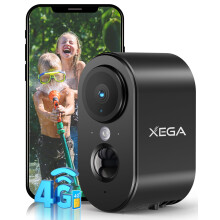Xega 4G Cellular Security Camera with SIM Card Outdoor Indoor, 2K HD LTE No Wi-Fi Security Camera Portable, 6000mAh Battery, PIR Motion Detection, 3M