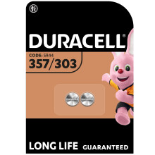 Duracell Specialty 357/303 Silver Oxide Battery 1,55V, pack of 2 (SR44 / V357/ V303 / SR44W / SR44SW), Suitable for use in Watches, Calculators and M