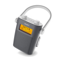IPX-5 Water Resistant Portable DAB Radio | Rechargeable Bluetooth Shower Radio w/ 15H Battery, Mains Powered | FM, DAB+, Dual Alarm, 20 Presets | Hea