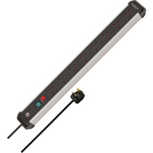 Brennenstuhl Premium-Alu-Line 8-Way Extension Lead (Power Strip with Safety Fuse Button, 3m Cable, Made in Germany) Black/Silver