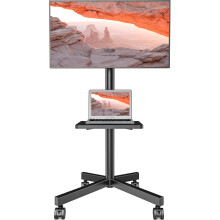 AX WABER Mobile TV Stand on wheels for 23-60 Inch LCD LED Flat/Curved Panel Screen TVs, Rolling TV Cart Holds up to 40kg Portable Stand with Laptop S