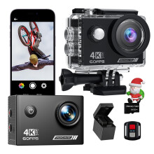 Yolansin 4K 60FPS Waterproof Action Camera: 64G SD Card 131ft Underwater Camera,HD 48MP Waterproof Camera,WiFi Sports Cameras with 2 Batteries Helmet