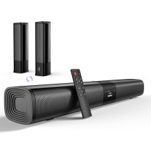 Saiyin Soundbar for TV, Sound Bar with Optical/ARC/AUX and Bluetooth 5.3 Inputs, 50W Peak Power, Surround Sound System with Flexible Placement Option