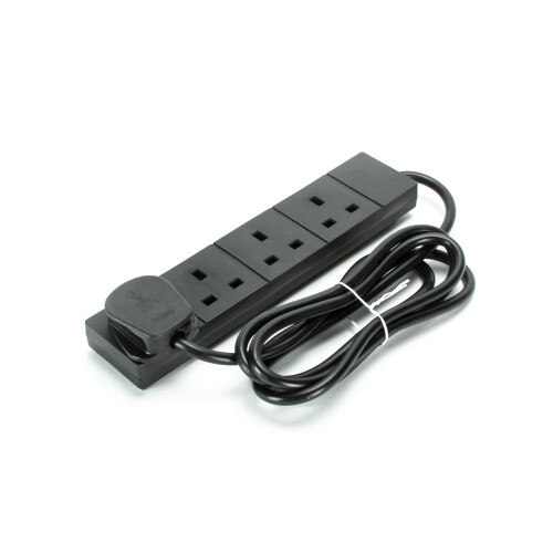 Status STATUS Black Multi Plug Extension | 4 Socket Extension Cable | 2m Extension Lead | S4W2MBL1PK4