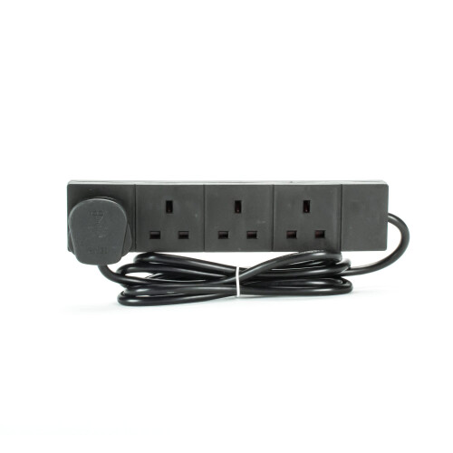 Status STATUS Black Multi Plug Extension | 4 Socket Extension Cable | 2m Extension Lead | S4W2MBL1PK4 1
