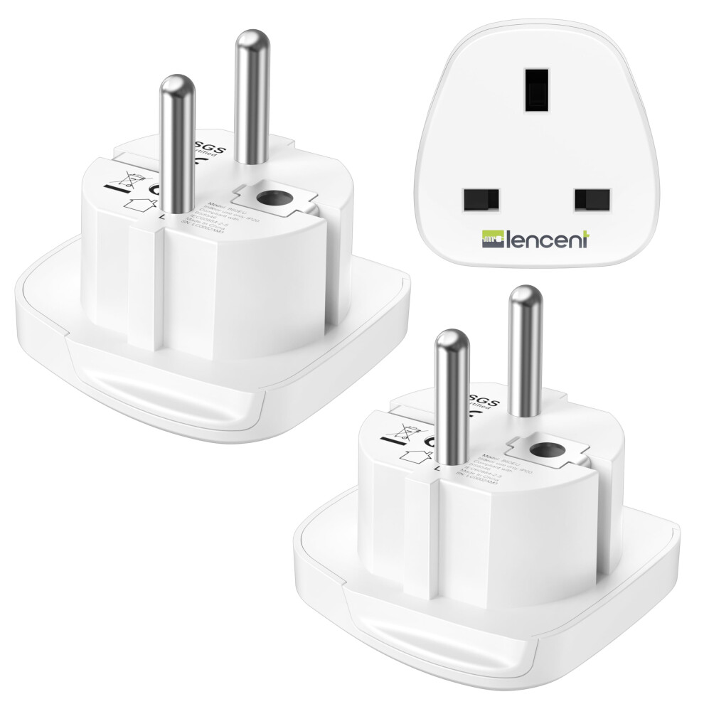 Photos - Wrist Watch LENCENT 2X UK to EU Euro Europe Plug Adapter, Grounded European Travel Adapter for Spain Germany France Portugal Greece Russ