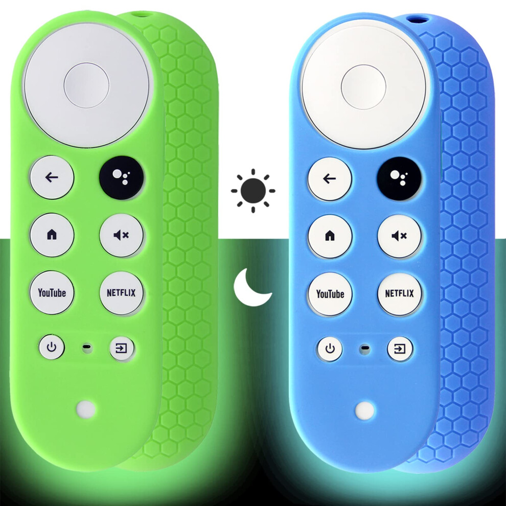 Photos - Remote control 2pcs Remote Cover  Compatible with  Chromecast with Google TV Voice Remote, Pinowu Anti Slip Shockproo 2020(Glow in the Dark)
