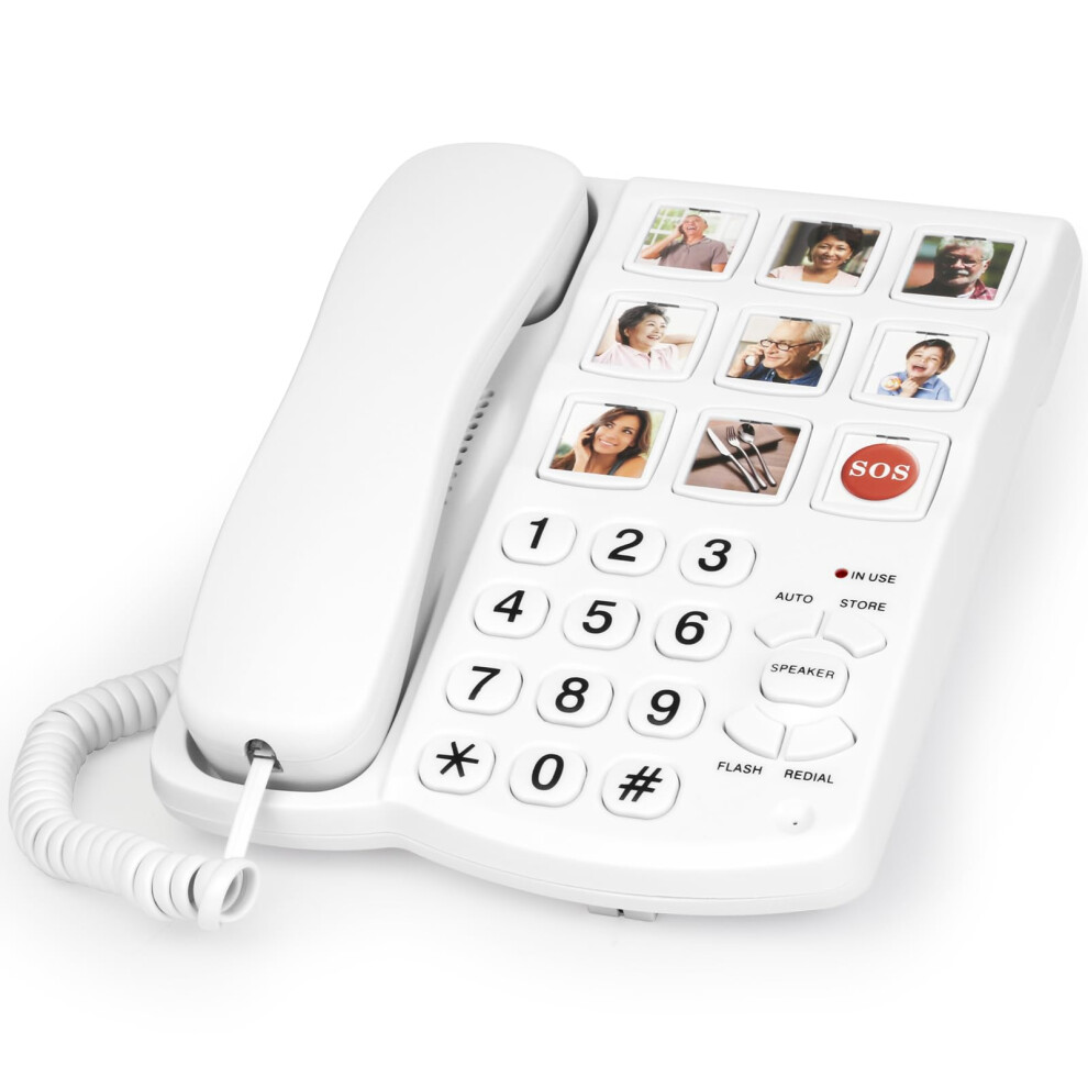 Big Button Phones For Elderly And Dementia Sufferers Loud Ringer House Landline Telephone With Speed Dialing Volume Control, Hands-Free Corded Phones 52879777