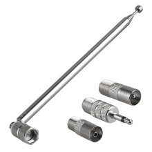 75 Ohm DAB FM Radio Aerial for Hifi 7-Section Telescopic FM Aerial Indoor Radio Antenna F Type Male Plug Connector with 3 Adapters for Tuner Stereo