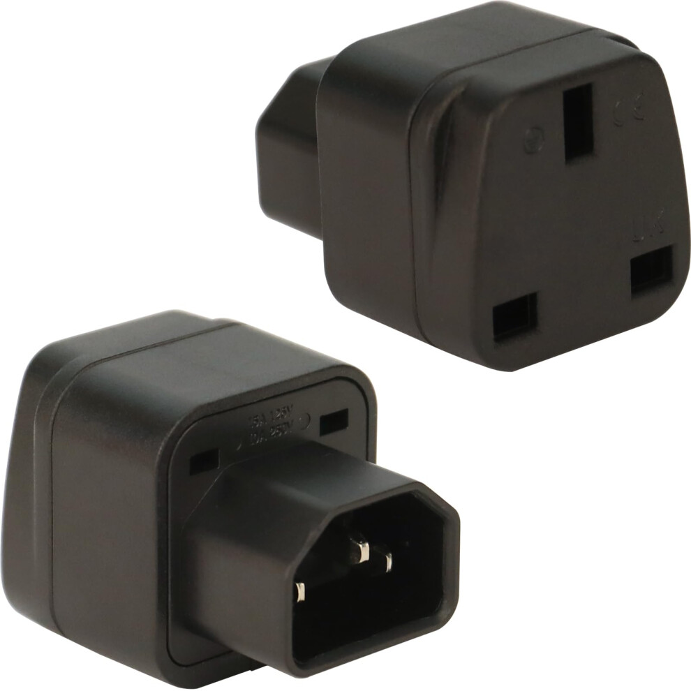 Wirafix Men's Black C14 To Uk Outlet Socket, 2 Pack, Iec 60320 Plug, Iec 320 C14 To Uk, Uk Adapter Plug, C13 Socket Conversion Adapter,