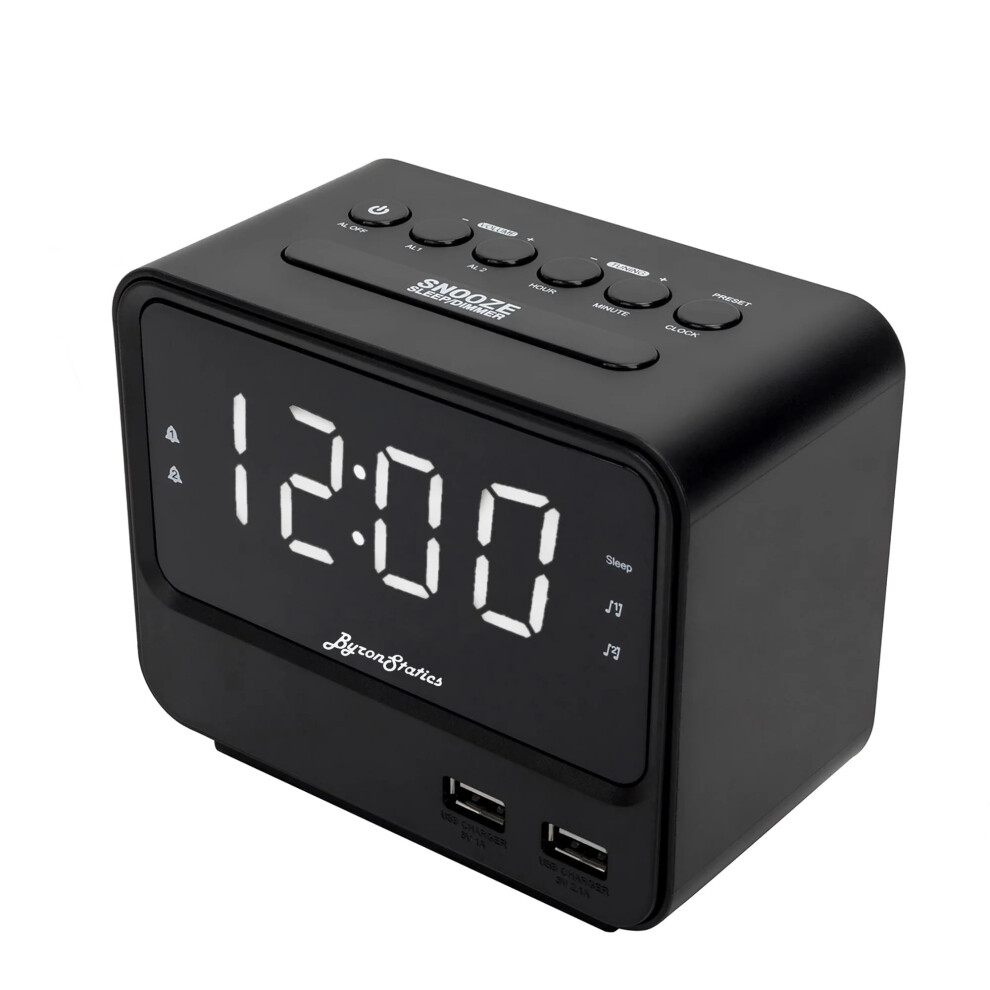 Photos - Radio / Clock BYRONSTATICS Alarm Clock FM Radio, Bedside Digital Alarm Clock, Main Powered with Battery Backup, Radios Station Presets, US
