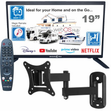 Unispectra 19” 12v Smart TV (webOS) ELED HDR 240v 24v 12v TV Freeview & SAT Tuner, 3x HDMI, 2x USB, Magic Remote. 12V TVs for Motorhomes, Campervan