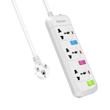 Mscien 3 Way Extension Lead, Travel 1.8M Extension Lead with 3 Individual Switches, UK to EU Mountable Overload Protection Power Strips