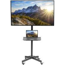 VIVO Mobile TV Cart for 13 to 60 inch Screens up to 25kg, LCD LED OLED 4K Smart Flat and Curved Panels, Rolling Stand with Laptop DVD Shelf, Locking