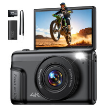 4K Digital Camera for Photography Vlogging: 64MP Compact Cameras with Flip Screen & Anti-Shake - Gift for Beginners Teens Adults - Mini Video Cam Tra