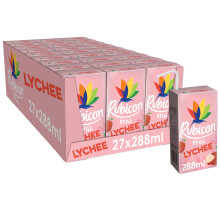 Rubicon Still Lychee Juice - Made with Real Handpicked Fruit Lychee - Bold and Intense Tropical Juice Drink - Multipack Fruit Juice Cartons - 27 x 28