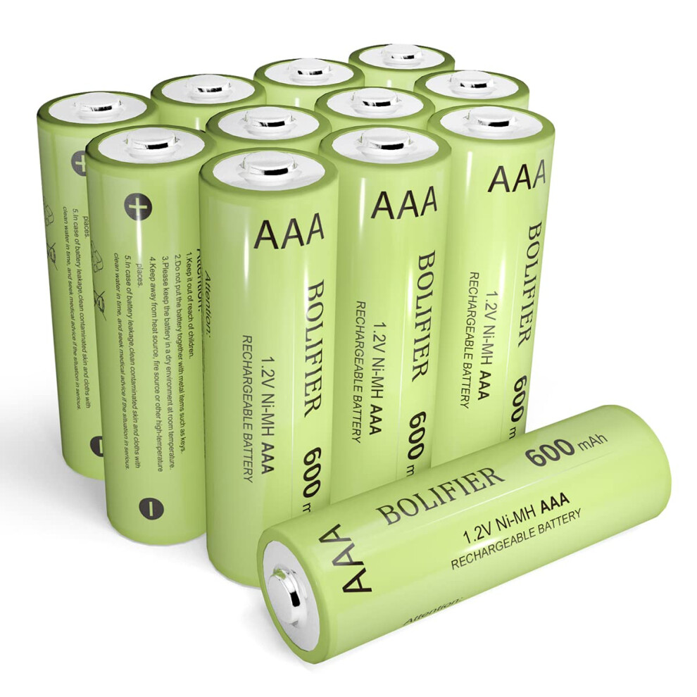 Bolifier Solar Lights Battery Aaa 1.2V 600Mah Ni-Mh Tripe A Solar Rechargeable Aaa Battery For Outdoor Solar Lights And Universal Household Devices (
