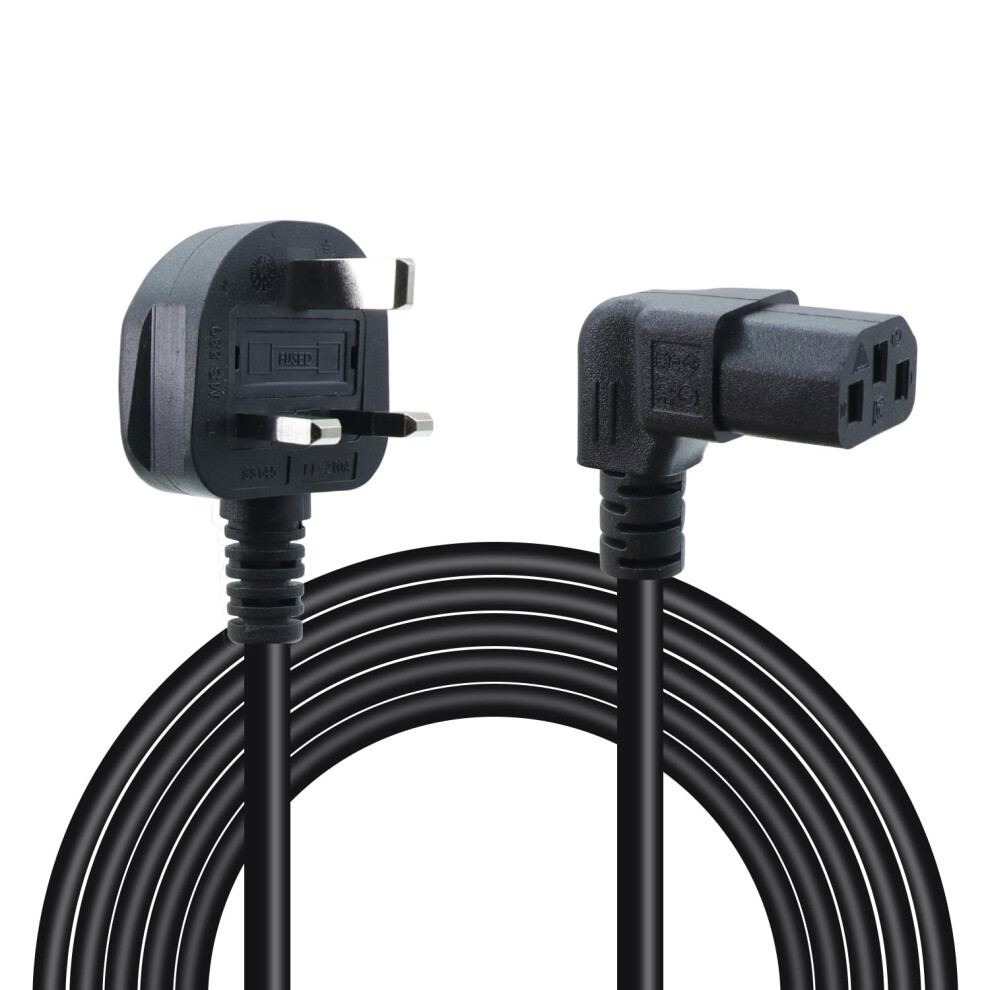 Photos - Cable (video, audio, USB) RIIEYOCA 90 Degree C13 Power Cable 13A Fused BS 1363 UK 3 Pin Plug to Up Angle IEC C13 Mains Power Cable, for PC Computer,TV