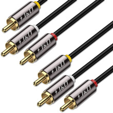 J&D Audio Video Gold Plated 3 RCA Male to 3 RCA Male Stereo AV Cable - 8 Feet, Compatible with Set-Top Box, Speaker, Amplifier, DVD Player
