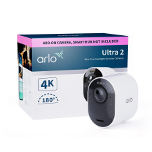 Arlo Ultra 2 Security Camera Outdoor, 4K UHD Add-on Camera, Wireless CCTV, 6-Month Battery, Colour Night Vision, Weatherproof, Bright Spotlight, 2-Wa