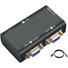 TB VGA Splitter 2 Port 250MHz Bandwidth Amplifier Box 1 PC to 2 Monitors SVGA Video Splitter Support Resolution up to 1920 x 1440 for Screen Duplica
