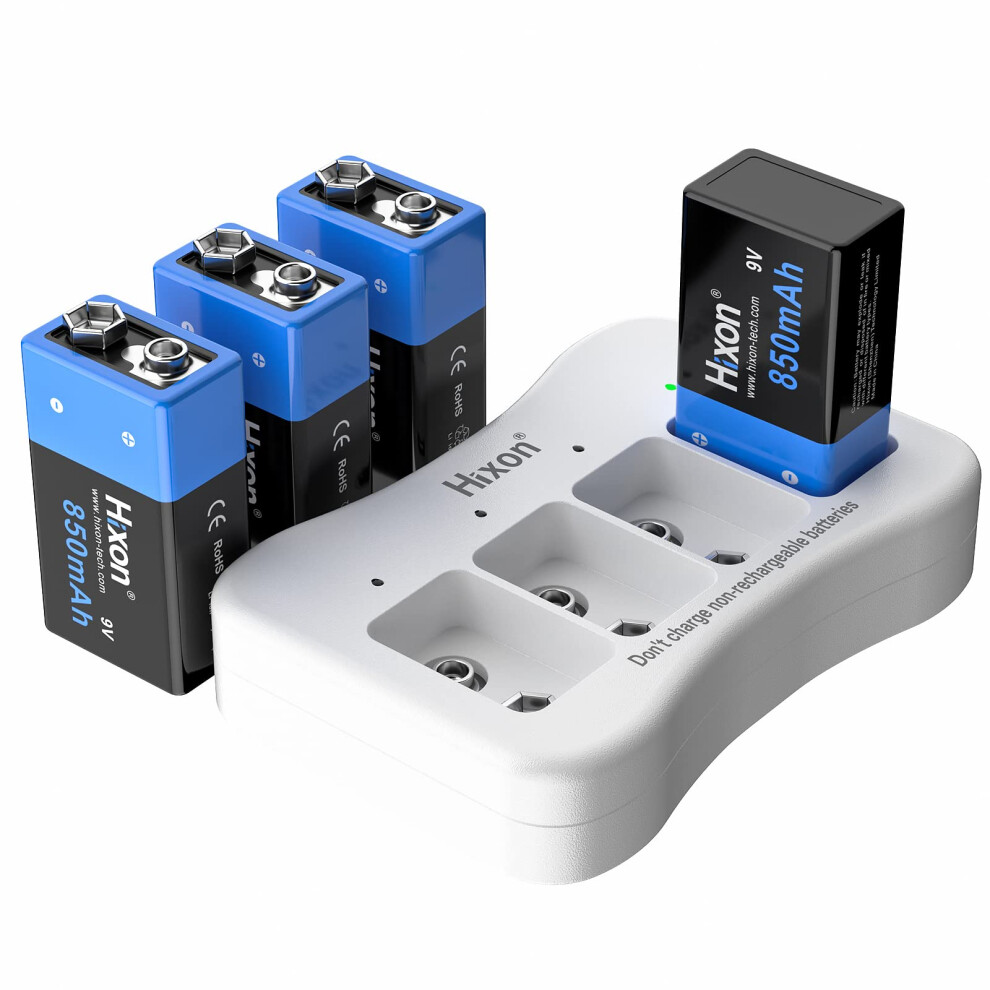Photos - Battery 9V Rechargeable  850mAh 9 Volt  4 Pack 9V PP3 6F22 Lithium-ion Batteries with 9V  Charger for Smoke Det