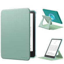 MoKo 360 Rotating Case for 7" Kindle Paperwhite 12th Generation 2024 & Kindle Colorsoft 2024/2025, Clear Back Detachable Magnetic Protective Adjusta