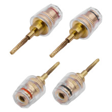 XMSJSIY Flex Pin Banana Plug 4mm Banana Female to Braided 2mm Connector Speaker Audio Adapter HiFi Audio Black & Red Terminal Binding Post Banana Con
