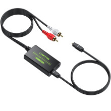 LiNKFOR Analog to Digital Audio Converter RCA to Digital Toslink SPDIF Optical Audio Converter with Optical Cable for HDTV Turntable CD DVD to Soundb